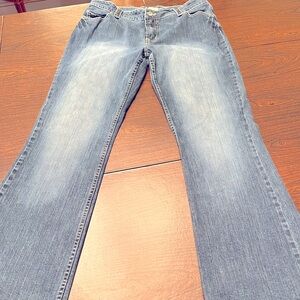 d jeans size 15 with stud accents on back pocket flaps and frontt belt loops
